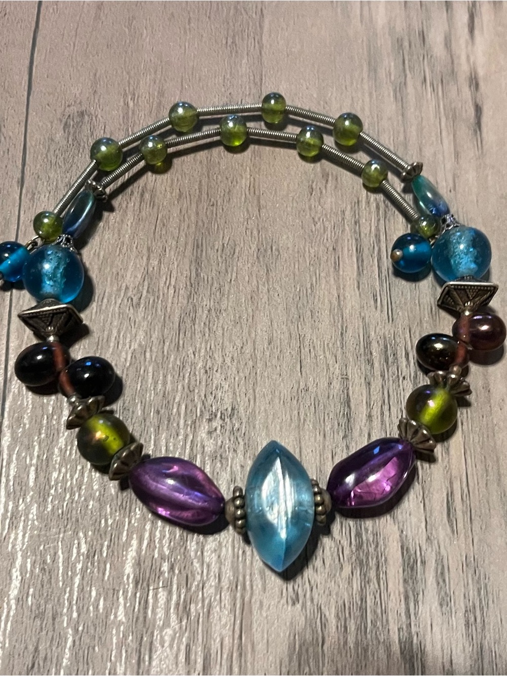 Blue & Purple Beaded Women's Adjustable Choker
